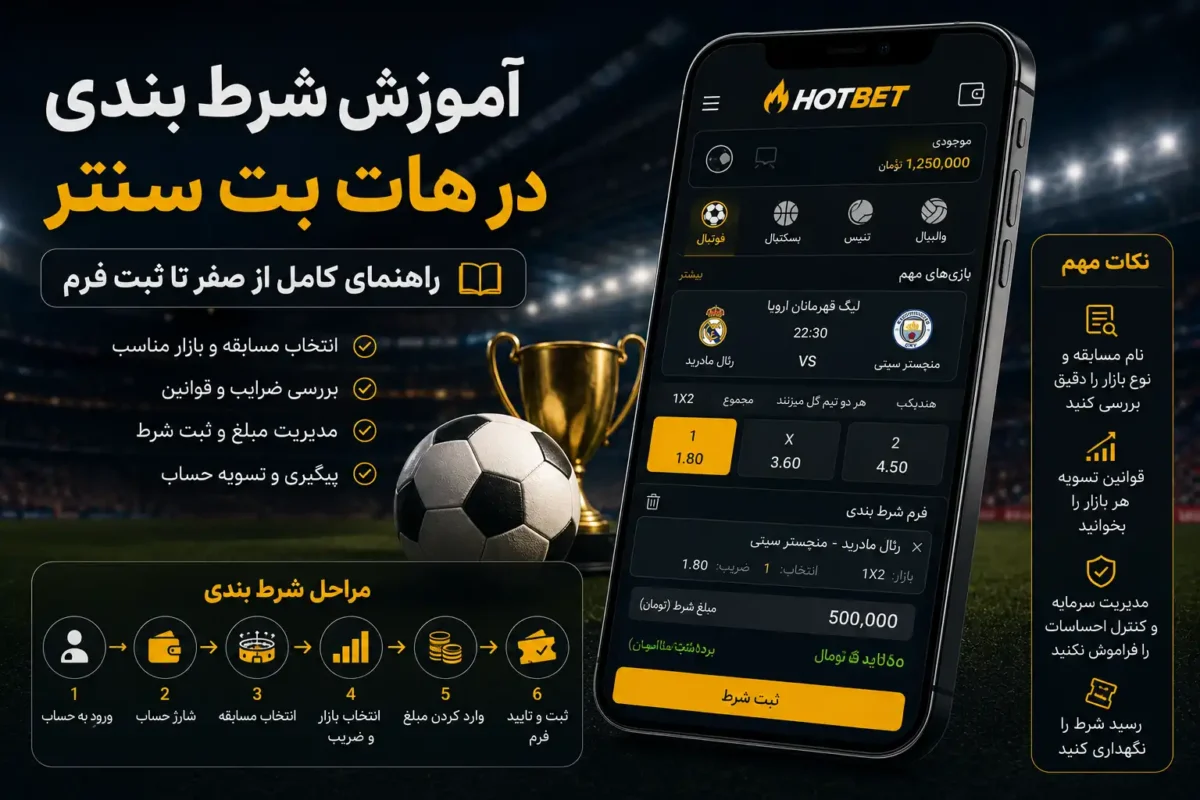 آموزش شرط بندی در هات بت سنتر | ثبت شرط با بهترین امتیاز
